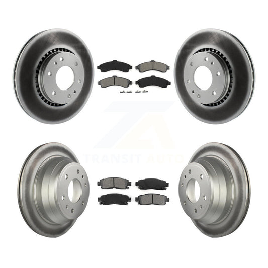 [Avant + Arrière] Kit de disque (revêtu) et plaquette (semi-métallique) de frein pour Chevrolet Trailblazer GMC EXT Envoy XL Buick Rainier XUV SSR Isuzu Ascender Saab 9-7x KGS-100557
