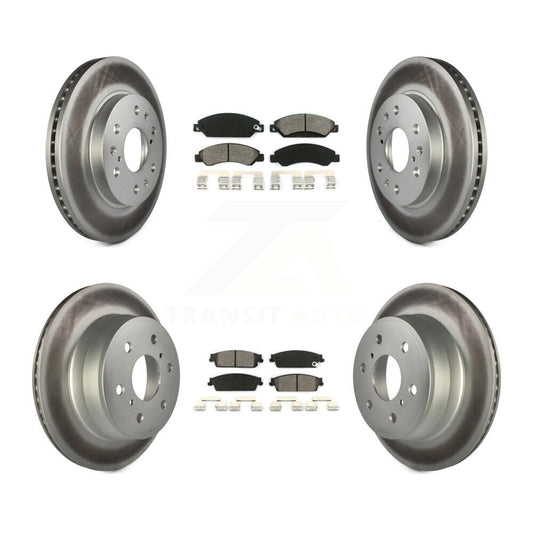 [Avant + Arrière] Kit de disque (revêtu) et plaquette (semi-métallique) de frein pour 2007 Chevrolet Tahoe GMC Suburban 1500 Yukon Cadillac Avalanche XL Escalade ESV EXT KGS-100568