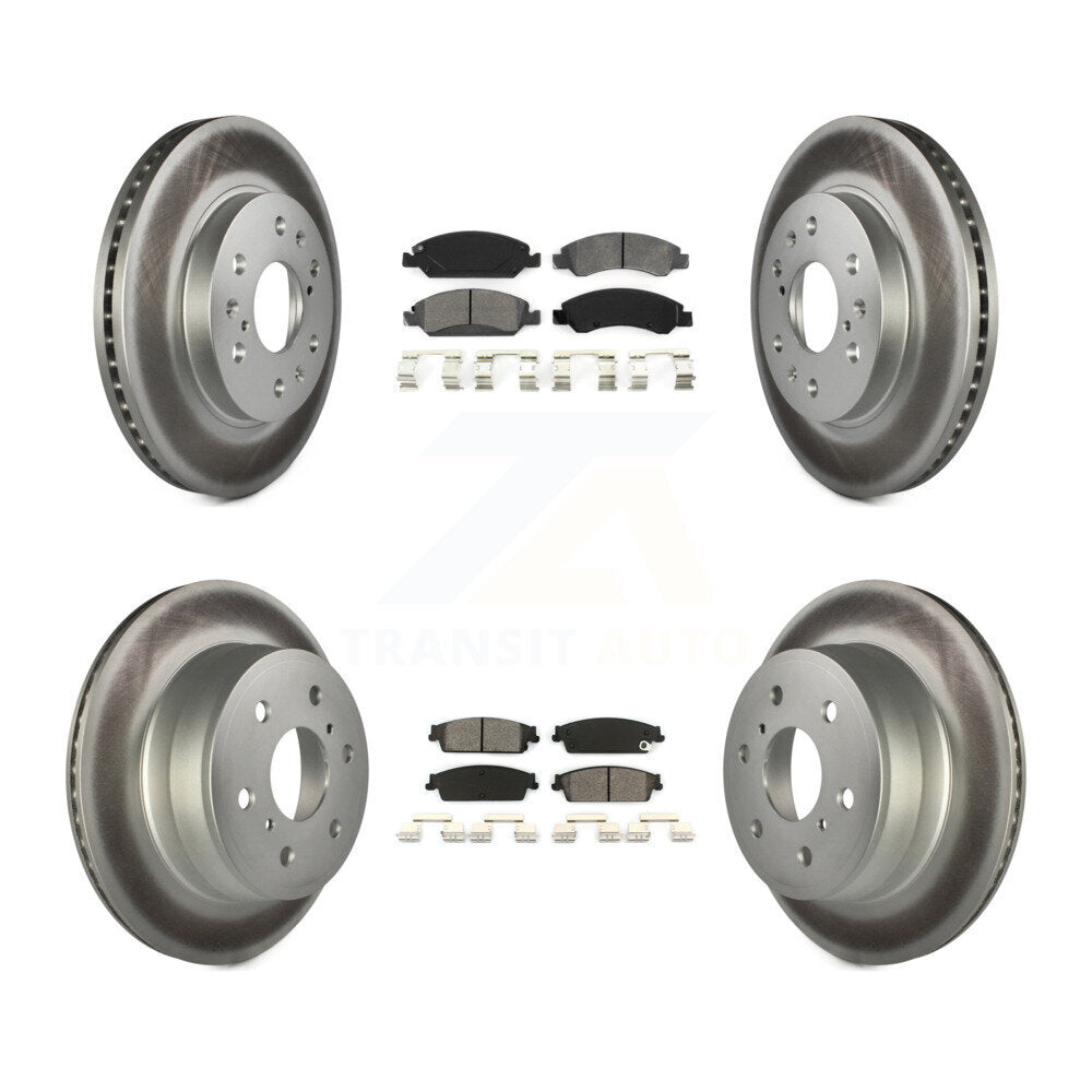 [Avant + Arrière] Kit de disque (revêtu) et plaquette (semi-métallique) de frein pour Chevrolet Silverado 1500 GMC Sierra Tahoe Suburban Yukon Cadillac XL Avalanche Escalade ESV EXT KGS-100572