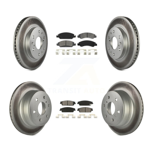 [Avant + Arrière] Kit de disque (revêtu) et plaquette (semi-métallique) de frein pour Chevrolet Silverado 1500 GMC Sierra Tahoe Suburban Yukon Cadillac XL Avalanche Escalade ESV EXT KGS-100572