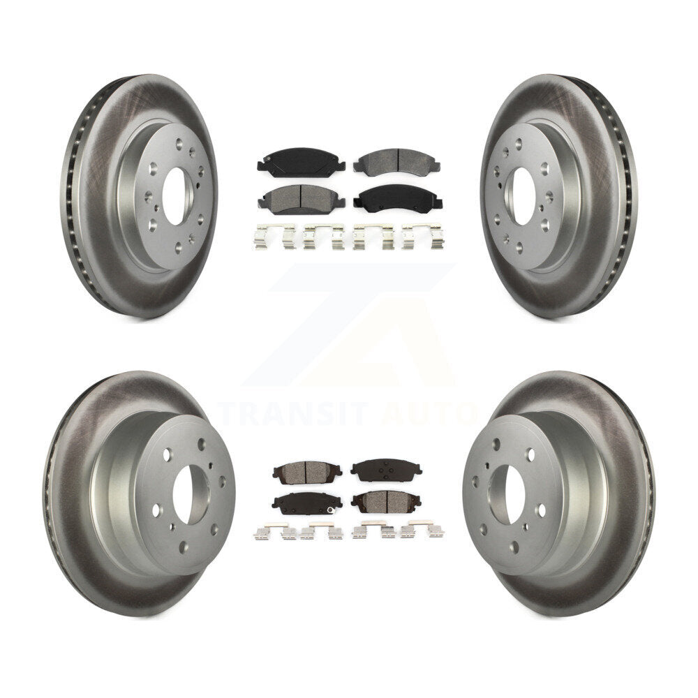 [Avant + Arrière] Kit de disque (revêtu) et plaquette (semi-métallique) de frein pour Chevrolet Silverado 1500 GMC Sierra Tahoe Suburban Yukon Cadillac XL Escalade ESV KGS-100573