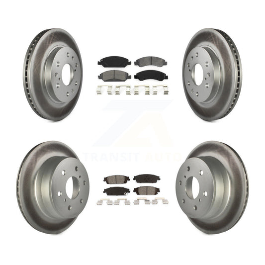 [Avant + Arrière] Kit de disque (revêtu) et plaquette (semi-métallique) de frein pour Chevrolet Silverado 1500 GMC Sierra Tahoe Suburban Yukon Cadillac XL Escalade ESV KGS-100573