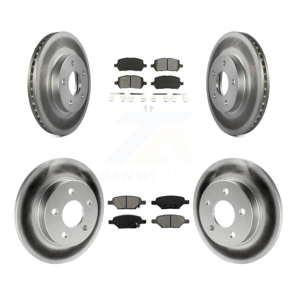 [Avant + Arrière] Kit de disque (revêtu) et plaquette (semi-métallique) de frein pour 2007-2010 Pontiac G5 avec Drum Brakes KGS-100584