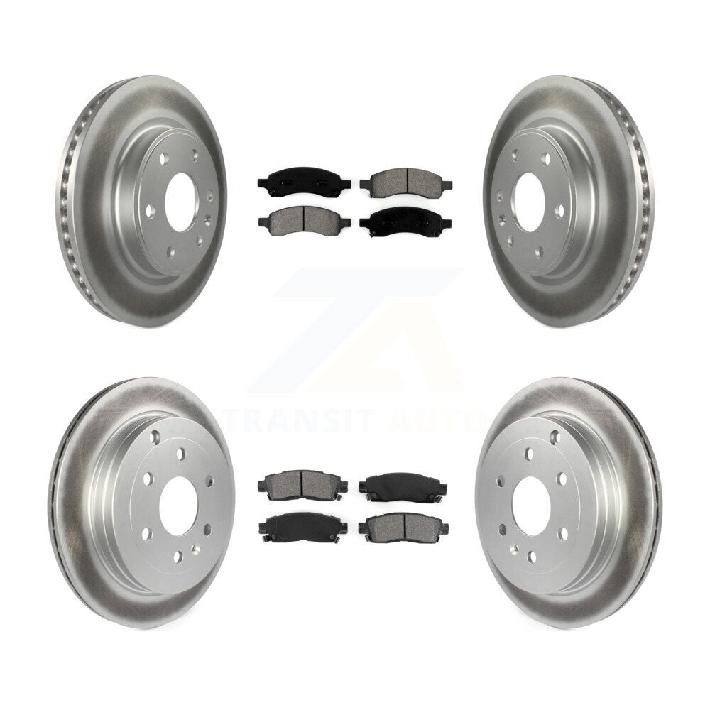 [Avant + Arrière] Kit de disque (revêtu) et plaquette (semi-métallique) de frein pour Chevrolet Traverse GMC Acadia Buick Enclave Saturn Outlook Limited KGS-100586
