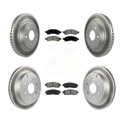 [Avant + Arrière] Kit de disque (revêtu) et plaquette (semi-métallique) de frein pour Chevrolet Traverse GMC Acadia Buick Enclave Saturn Outlook Limited KGS-100586