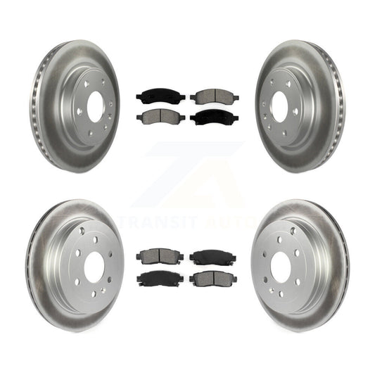 [Avant + Arrière] Kit de disque (revêtu) et plaquette (semi-métallique) de frein pour Chevrolet Traverse GMC Acadia Buick Enclave Saturn Outlook Limited KGS-100586