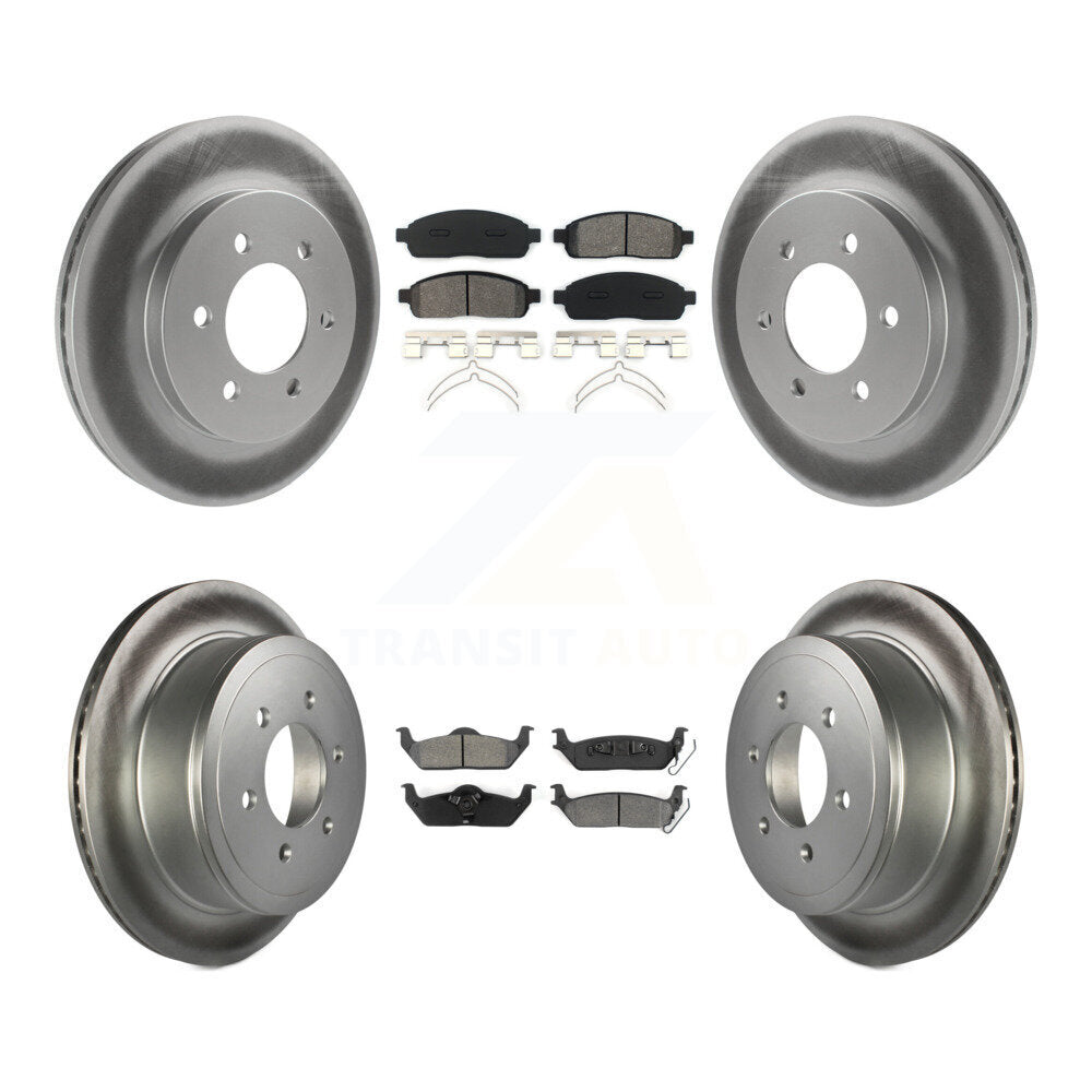 [Avant + Arrière] Kit de disque (revêtu) et plaquette (semi-métallique) de frein pour Ford F-150 Lincoln Mark LT 4WD KGS-100617