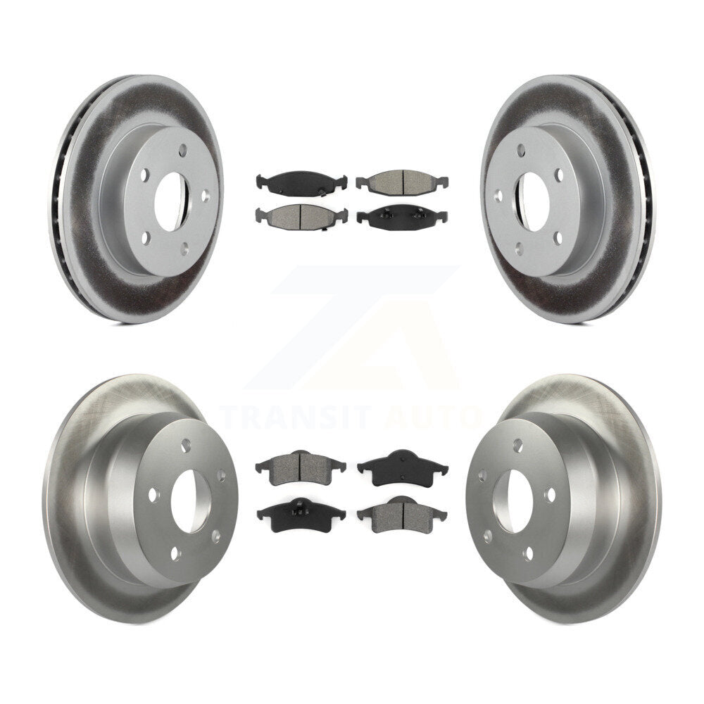 [Avant + Arrière] Kit de disque (revêtu) et plaquette (semi-métallique) de frein pour 1999-2002 Jeep Grand Cherokee avec Teves & ATE Caliper KGS-100671