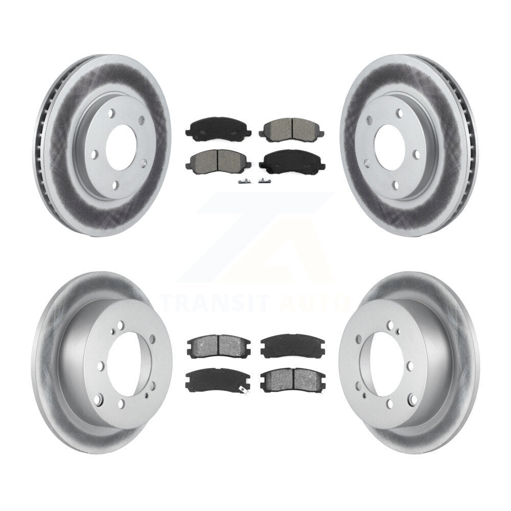 [Avant + Arrière] Kit de disque (revêtu) et plaquette (semi-métallique) de frein pour Chrysler Sebring Mitsubishi Dodge Stratus Eclipse Galant KGS-100675
