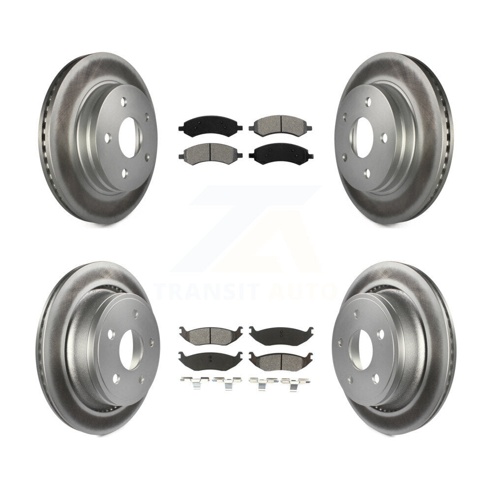 [Avant + Arrière] Kit de disque (revêtu) et plaquette (semi-métallique) de frein pour Ram 1500 Dodge Classic Durango Chrysler Aspen KGS-100684