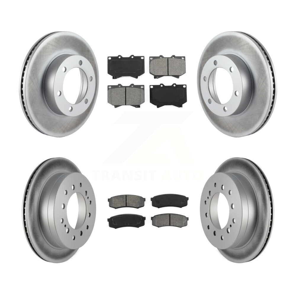 [Avant + Arrière] Kit de disque (revêtu) et plaquette (semi-métallique) de frein pour 2001-2003 Toyota Sequoia 4.7" Plate longueur KGS-100790