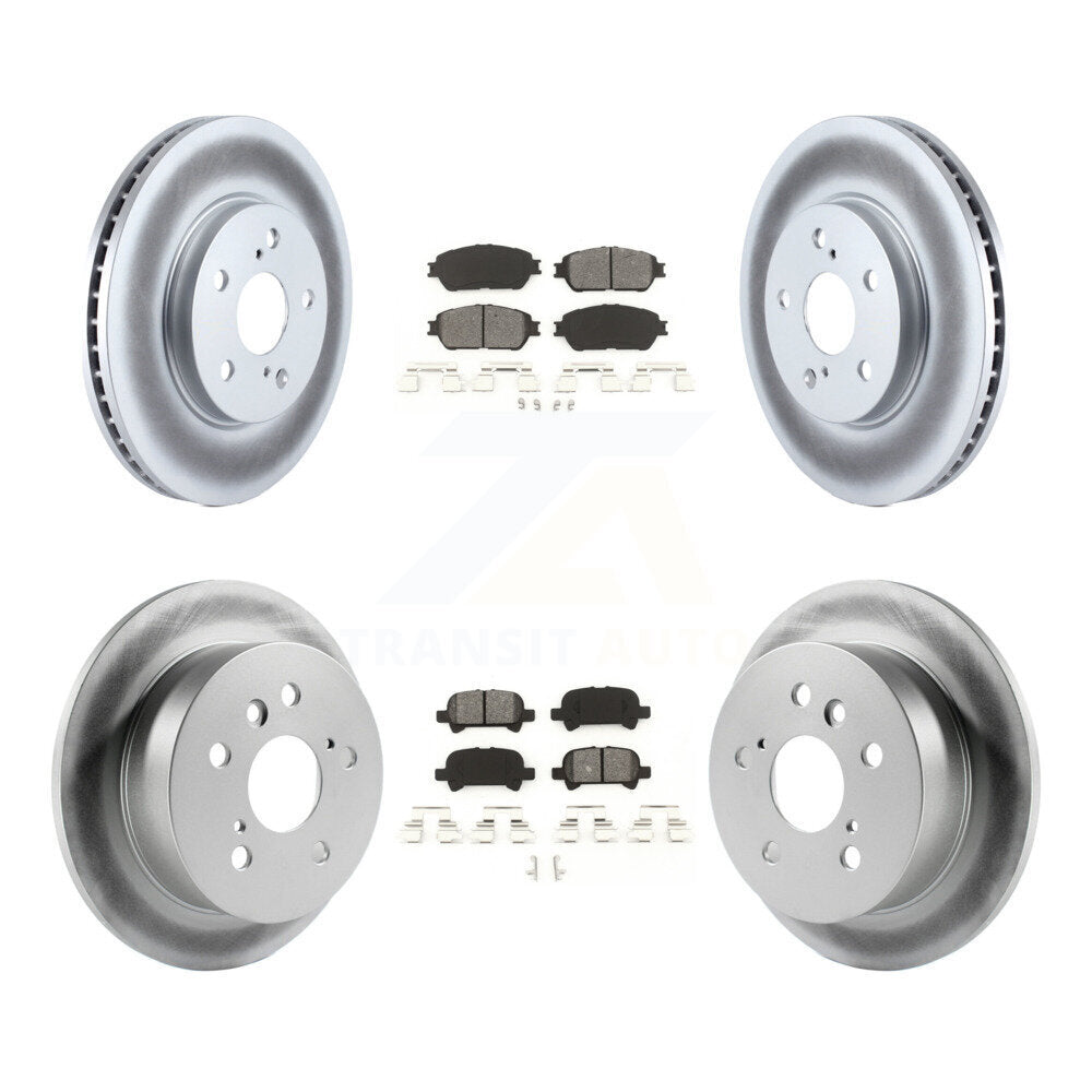 [Avant + Arrière] Kit de disque (revêtu) et plaquette (semi-métallique) de frein pour Toyota Camry Avalon Solara KGS-100812