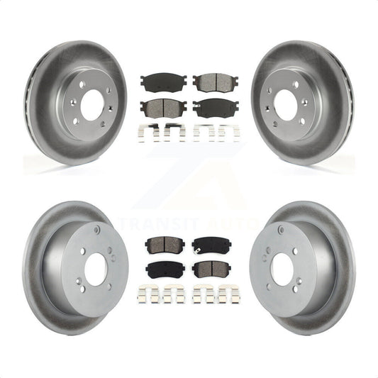 [Avant + Arrière] Kit de disque (revêtu) et plaquette (semi-métallique) de frein pour Hyundai Accent Kia Rio Rio5 KGS-100920 par Transit Auto