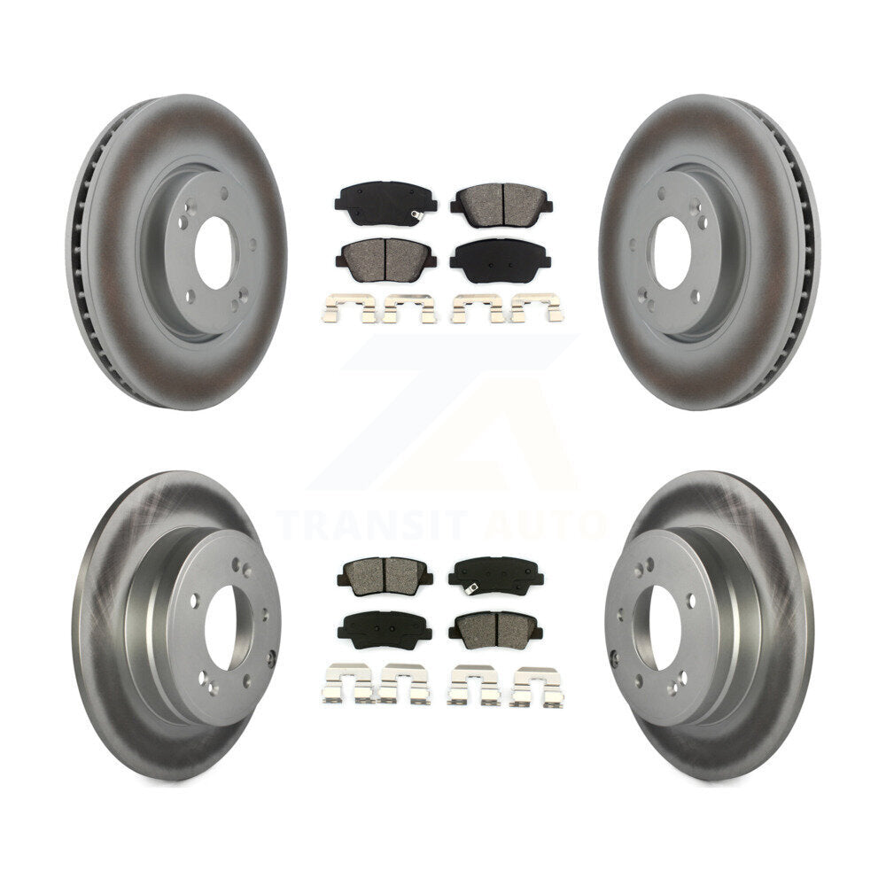 [Avant + Arrière] Kit de disque (revêtu) et plaquette (semi-métallique) de frein pour Hyundai Sonata Kia Optima KGS-100932