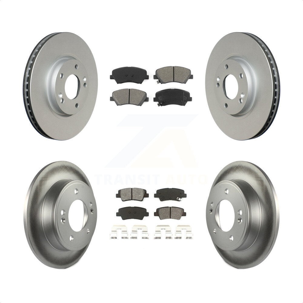 [Avant + Arrière] Kit de disque (revêtu) et plaquette (semi-métallique) de frein pour 2015 Hyundai Veloster Tech RE FLEX SE KGS-100935 par Transit Auto