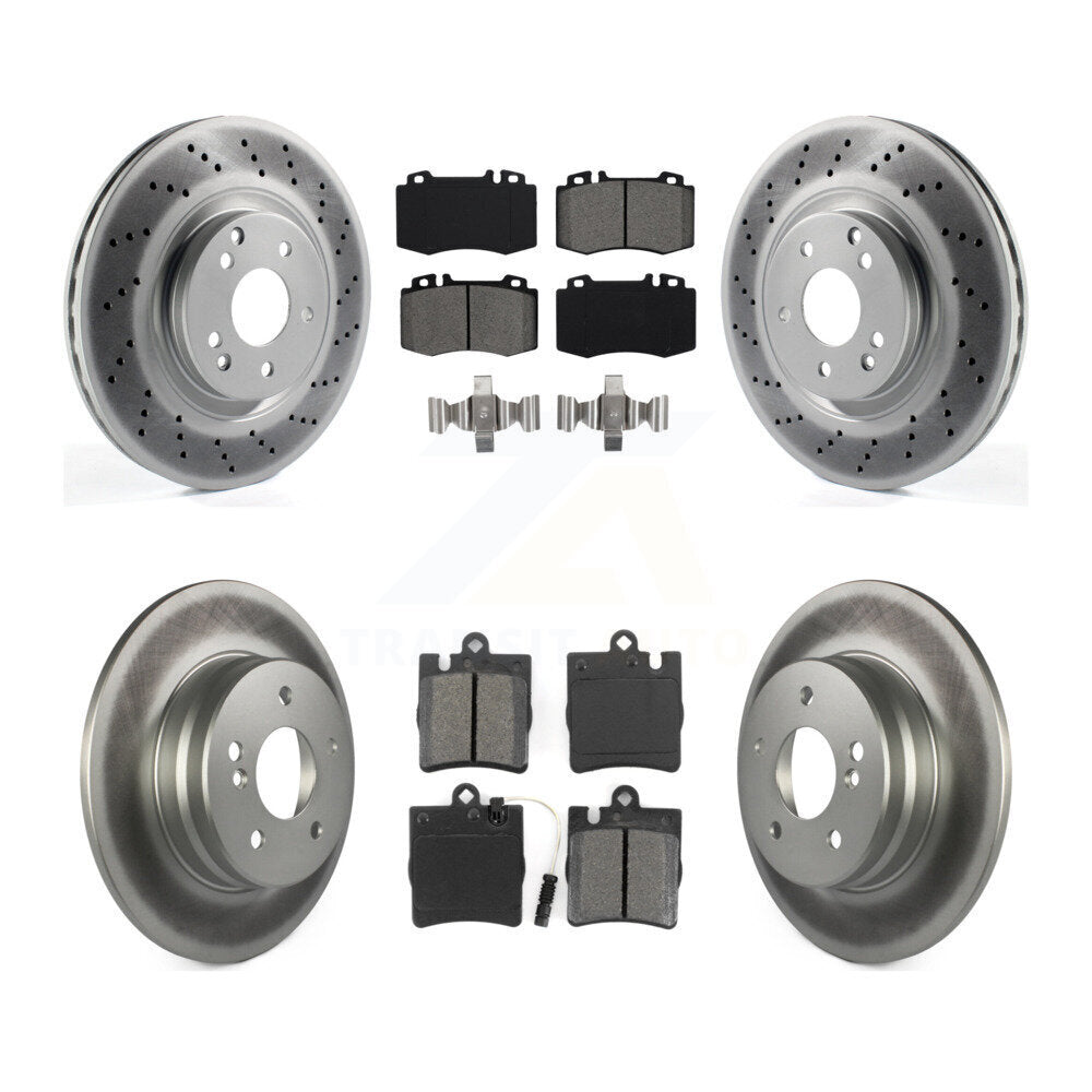 [Avant + Arrière] Kit de disque (revêtu) et plaquette (semi-métallique) de frein pour Mercedes-Benz C230 C320 SLK350 KGS-100968