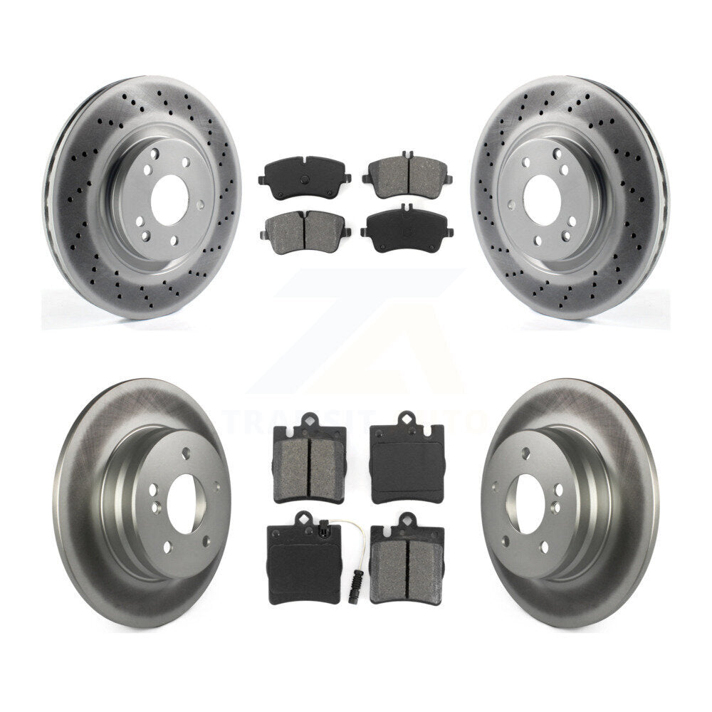 [Avant + Arrière] Kit de disque (revêtu) et plaquette (semi-métallique) de frein pour 2004 Mercedes-Benz C320 Wagon Coupe avec RWD avec Sport Package KGS-100970