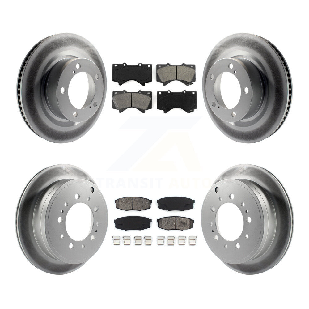 [Avant + Arrière] Kit de disque (revêtu) et plaquette (semi-métallique) de frein pour Toyota Tundra Sequoia Lexus LX570 Land Cruiser KGS-100984