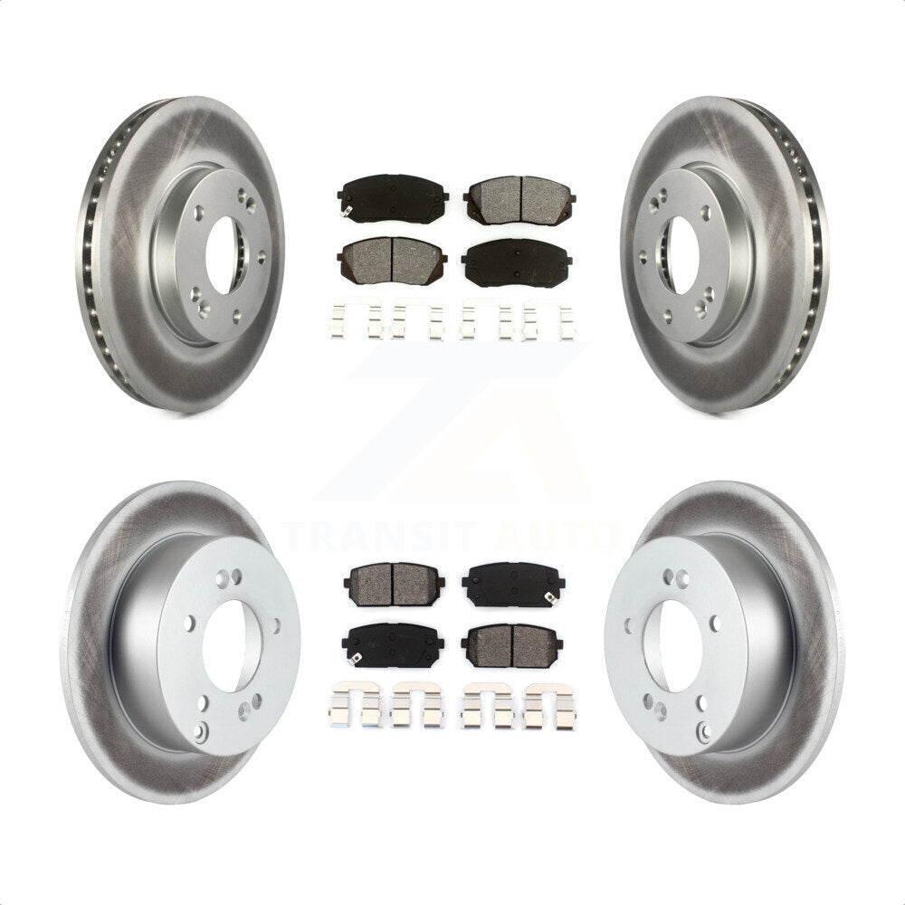 [Avant + Arrière] Kit de disque (revêtu) et plaquette (semi-métallique) de frein pour 2007-2009 Kia Rondo KGS-100990 par Transit Auto