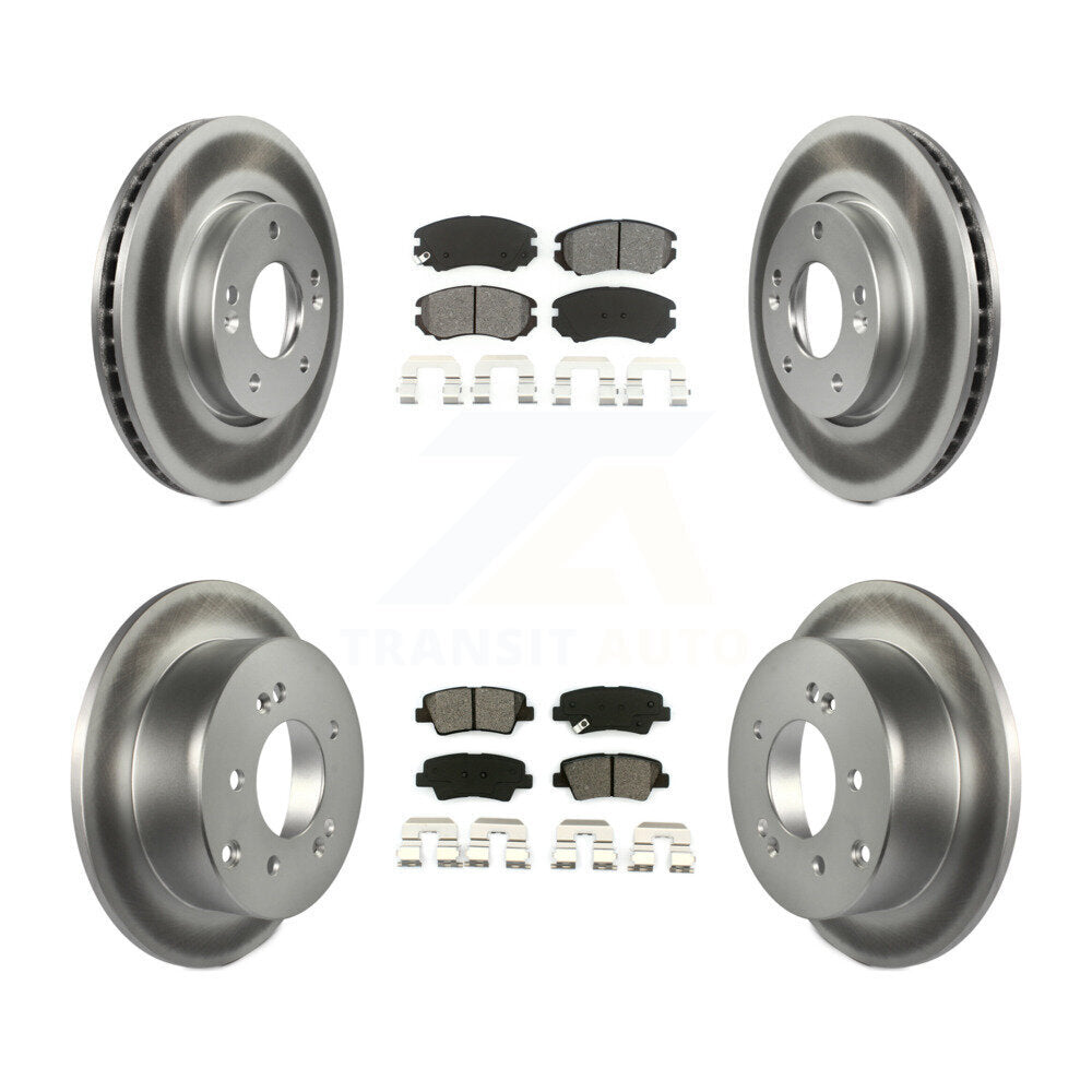 [Avant + Arrière] Kit de disque (revêtu) et plaquette (semi-métallique) de frein pour 2010-2011 Kia Soul 2.0L KGS-101046