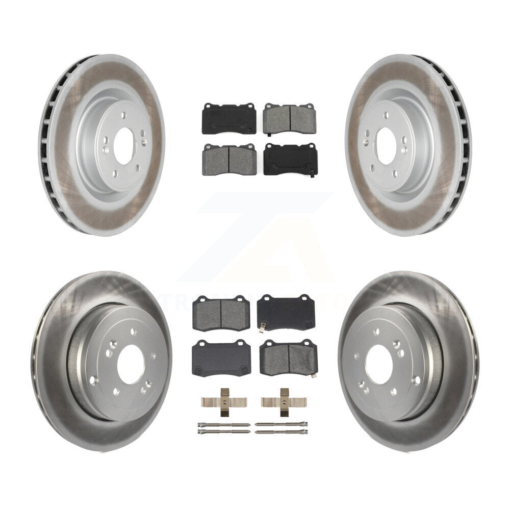 [Avant + Arrière] Kit de disque (revêtu) et plaquette (semi-métallique) de frein pour Hyundai Genesis Coupe KGS-101047