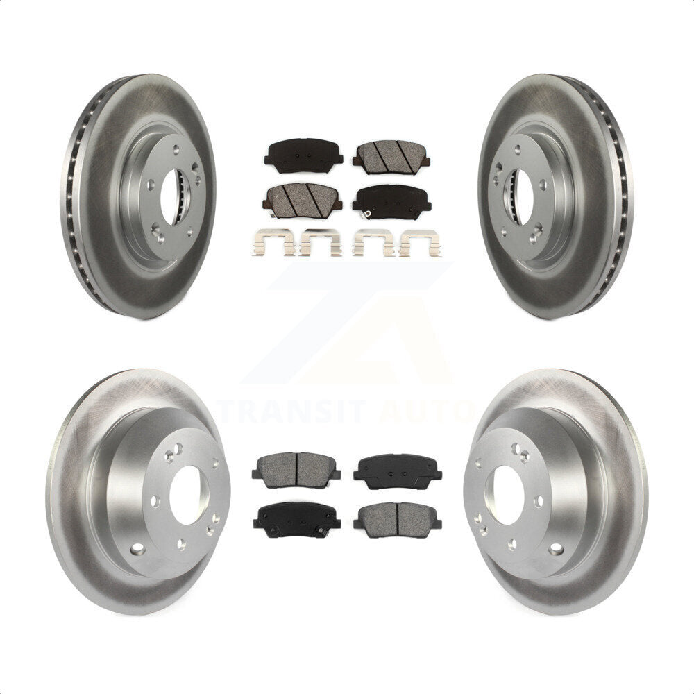 [Avant + Arrière] Kit de disque (revêtu) et plaquette (semi-métallique) de frein pour Kia Sorento Hyundai Santa Fe KGS-101050 par Transit Auto