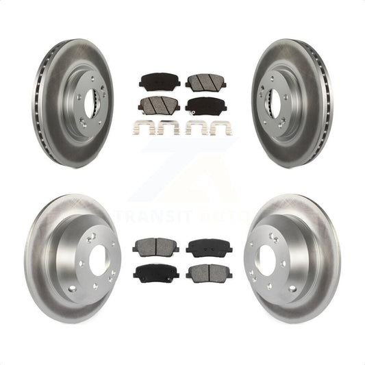 [Avant + Arrière] Kit de disque (revêtu) et plaquette (semi-métallique) de frein pour Kia Sorento Hyundai Santa Fe KGS-101050 par Transit Auto