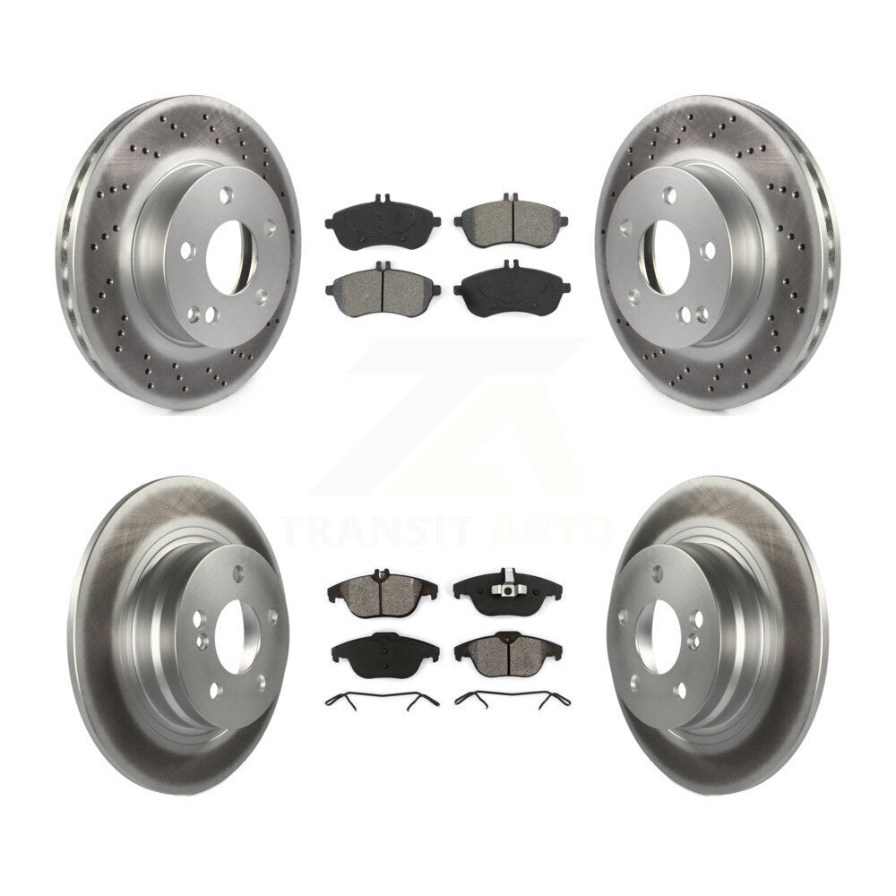 [Avant + Arrière] Kit de disque (revêtu) et plaquette (semi-métallique) de frein pour Mercedes-Benz C300 C250 C230 KGS-101056