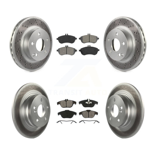 [Avant + Arrière] Kit de disque (revêtu) et plaquette (semi-métallique) de frein pour Mercedes-Benz C300 C250 C230 KGS-101056