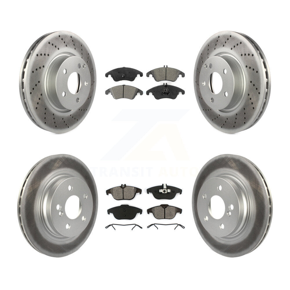 [Avant + Arrière] Kit de disque (revêtu) et plaquette (semi-métallique) de frein pour Mercedes-Benz E350 C300 C350 KGS-101063
