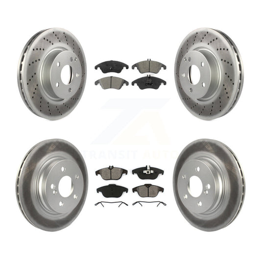 [Avant + Arrière] Kit de disque (revêtu) et plaquette (semi-métallique) de frein pour Mercedes-Benz E350 C300 C350 KGS-101063