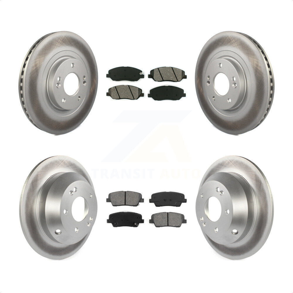 [Avant + Arrière] Kit de disque (revêtu) et plaquette (semi-métallique) de frein pour 2013-2016 Hyundai Santa Fe XL 3.3L KGS-101089 par Transit Auto