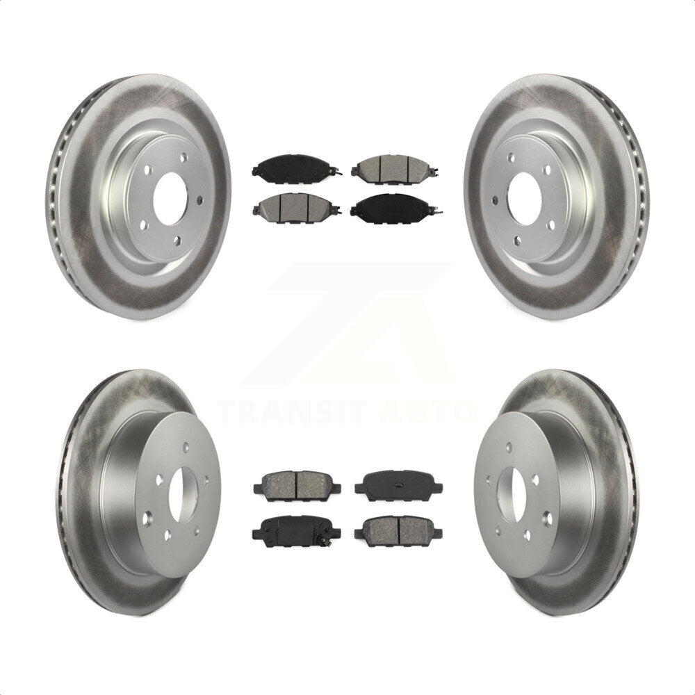 [Avant + Arrière] Kit de disque (revêtu) et plaquette (semi-métallique) de frein pour Nissan Pathfinder Murano INFINITI QX60 JX35 KGS-101102 par Transit Auto