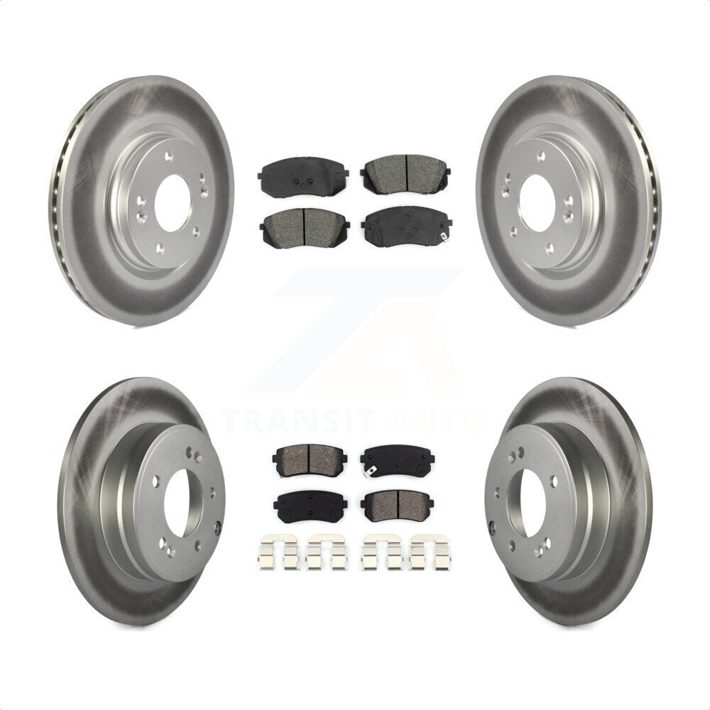 [Avant + Arrière] Kit de disque (revêtu) et plaquette (semi-métallique) de frein pour 2015 Hyundai Sonata GAS engine avec Manual Parking KGS-101119 par Transit Auto