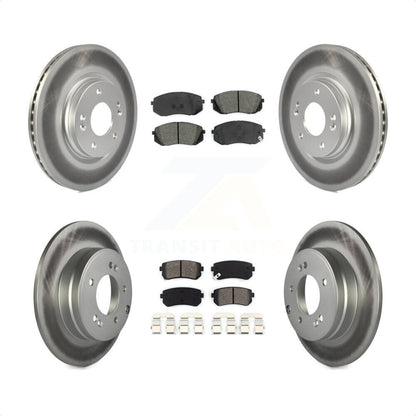 [Avant + Arrière] Kit de disque (revêtu) et plaquette (semi-métallique) de frein pour 2015 Hyundai Sonata GAS engine avec Manual Parking KGS-101119 par Transit Auto