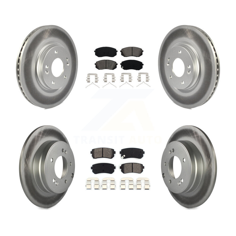 [Avant + Arrière] Kit de disque (revêtu) et plaquette (semi-métallique) de frein pour 2015-2016 Hyundai Sonata GAS engine avec Manual Parking KGS-101120