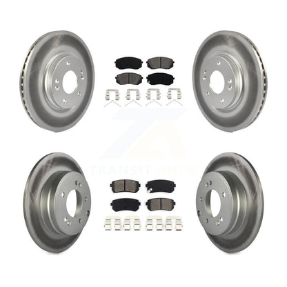 [Avant + Arrière] Kit de disque (revêtu) et plaquette (semi-métallique) de frein pour 2015-2016 Hyundai Sonata GAS engine avec Manual Parking KGS-101120