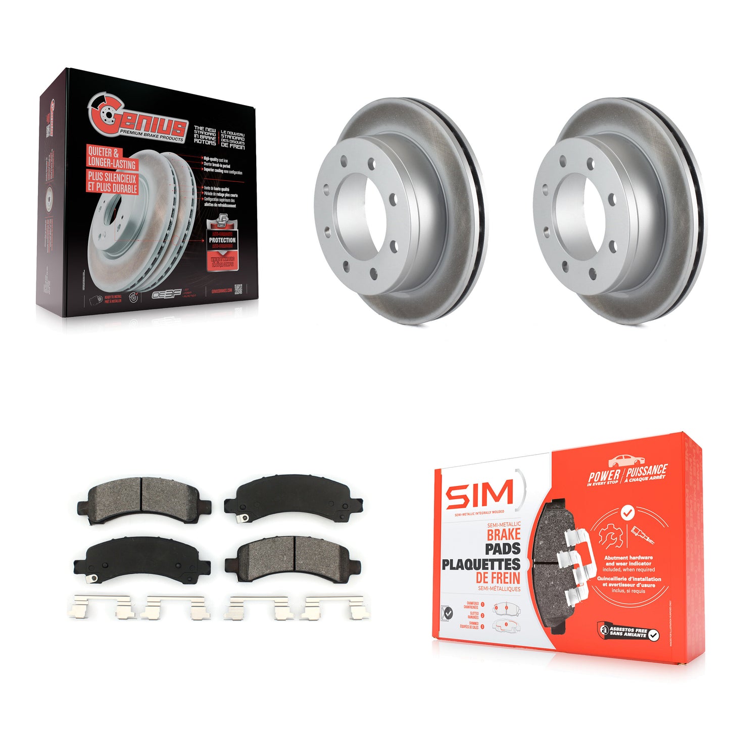 [Arrière] Kit de disque (revêtu) et plaquette (semi-métallique) de frein pour Chevrolet Express 3500 2500 GMC Savana KGS-101128
