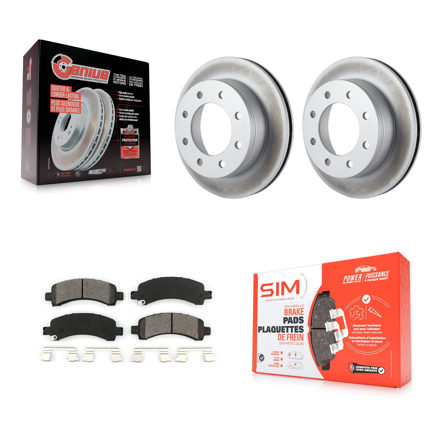 [Arrière] Kit de disque (revêtu) et plaquette (semi-métallique) de frein pour Chevrolet Express 2500 GMC 3500 Savana KGS-101130