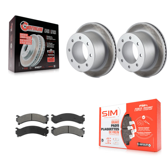 [Arrière] Kit de disque (revêtu) et plaquette (semi-métallique) de frein pour Chevrolet Silverado 3500 HD GMC Sierra Classic KGS-101135