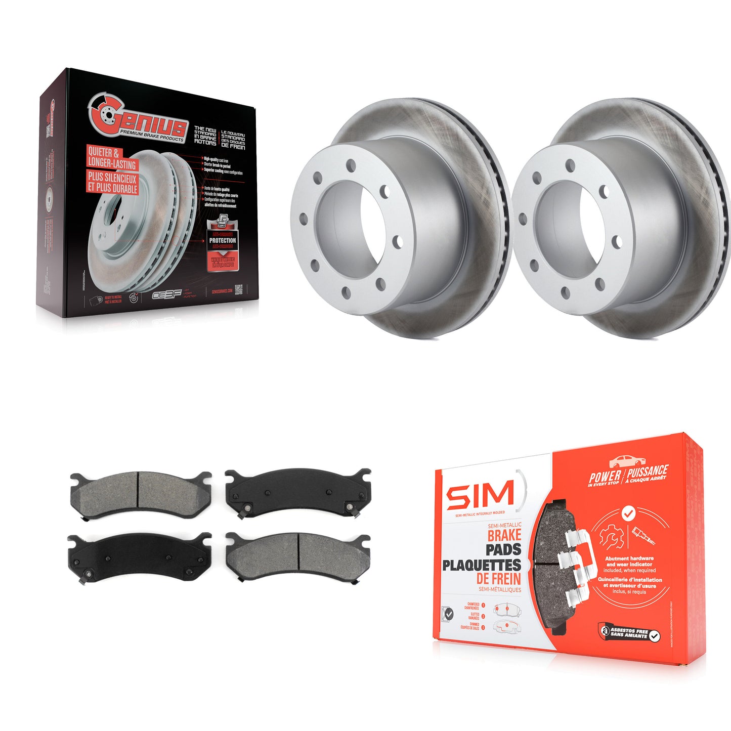 [Arrière] Kit de disque (revêtu) et plaquette (semi-métallique) de frein pour 2007 GMC Sierra 3500 Classic avec 12000 Lb GVW KGS-101136