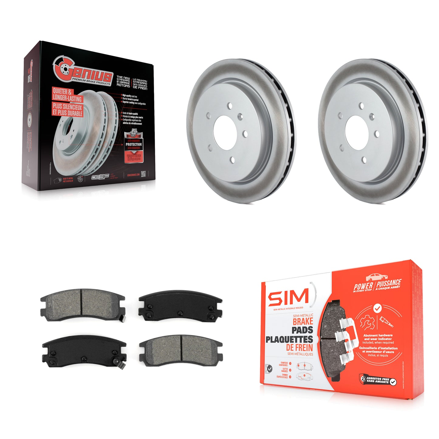 [Arrière] Kit de disque (revêtu) et plaquette (semi-métallique) de frein pour 2003-2004 Cadillac Seville avec Vented Rotor KGS-101141