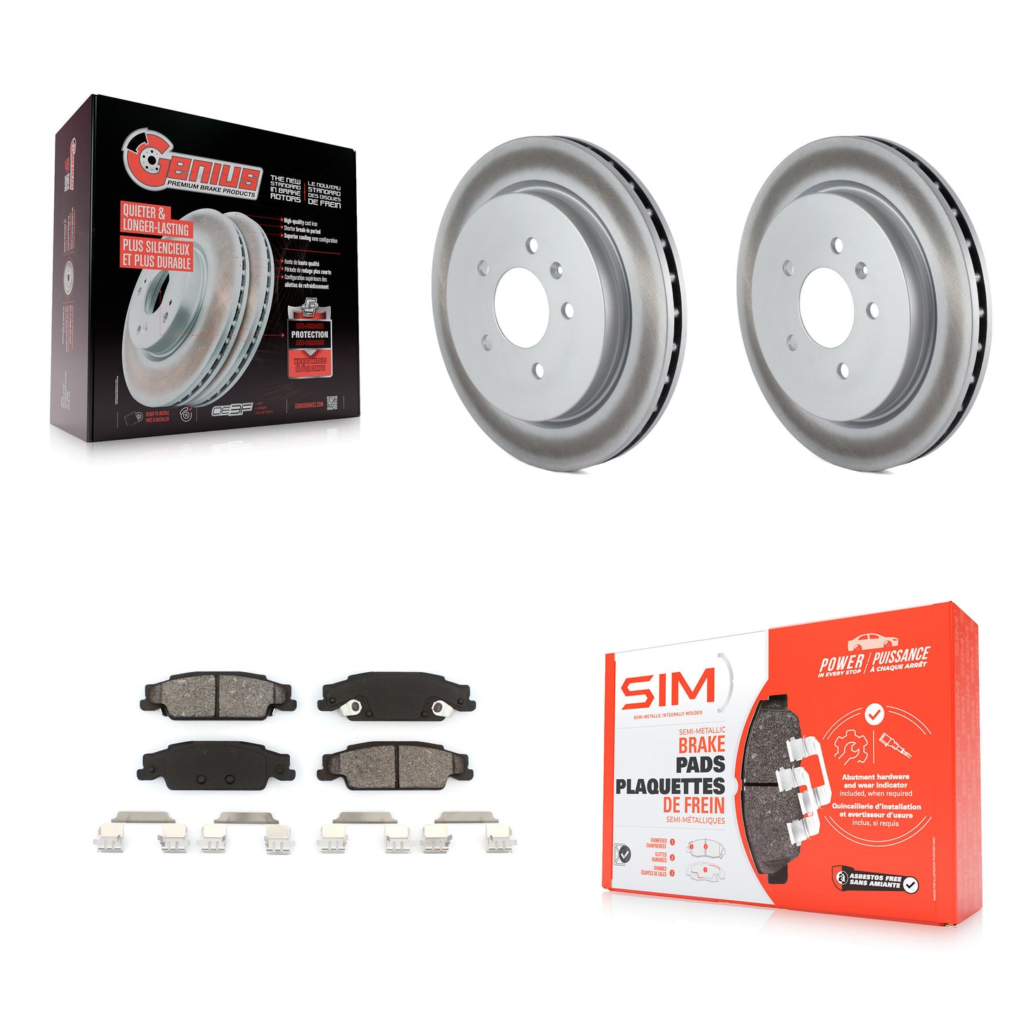 [Arrière] Kit de disque (revêtu) et plaquette (semi-métallique) de frein pour Cadillac CTS STS KGS-101142