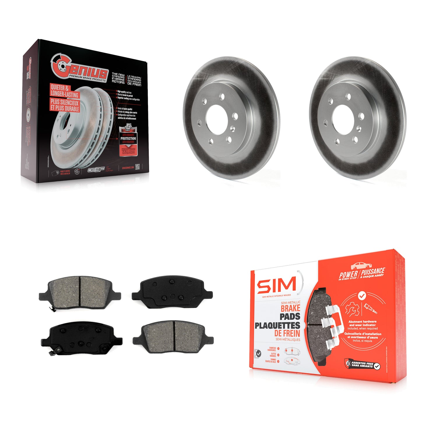 [Arrière] Kit de disque (revêtu) et plaquette (semi-métallique) de frein pour Chevrolet Uplander Buick Terraza Pontiac Montana Saturn Relay KGS-101148