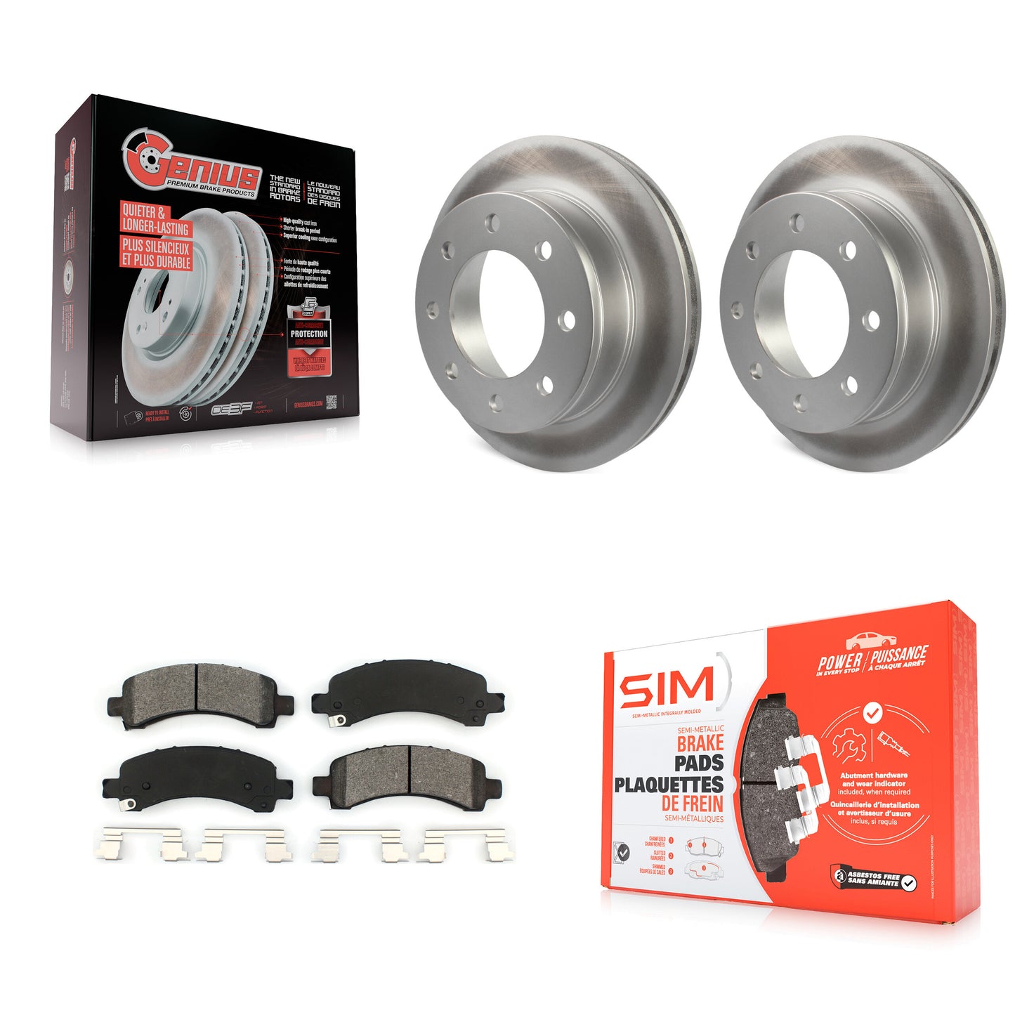 [Arrière] Kit de disque (revêtu) et plaquette (semi-métallique) de frein pour Chevrolet Express 3500 2500 GMC Savana KGS-101149