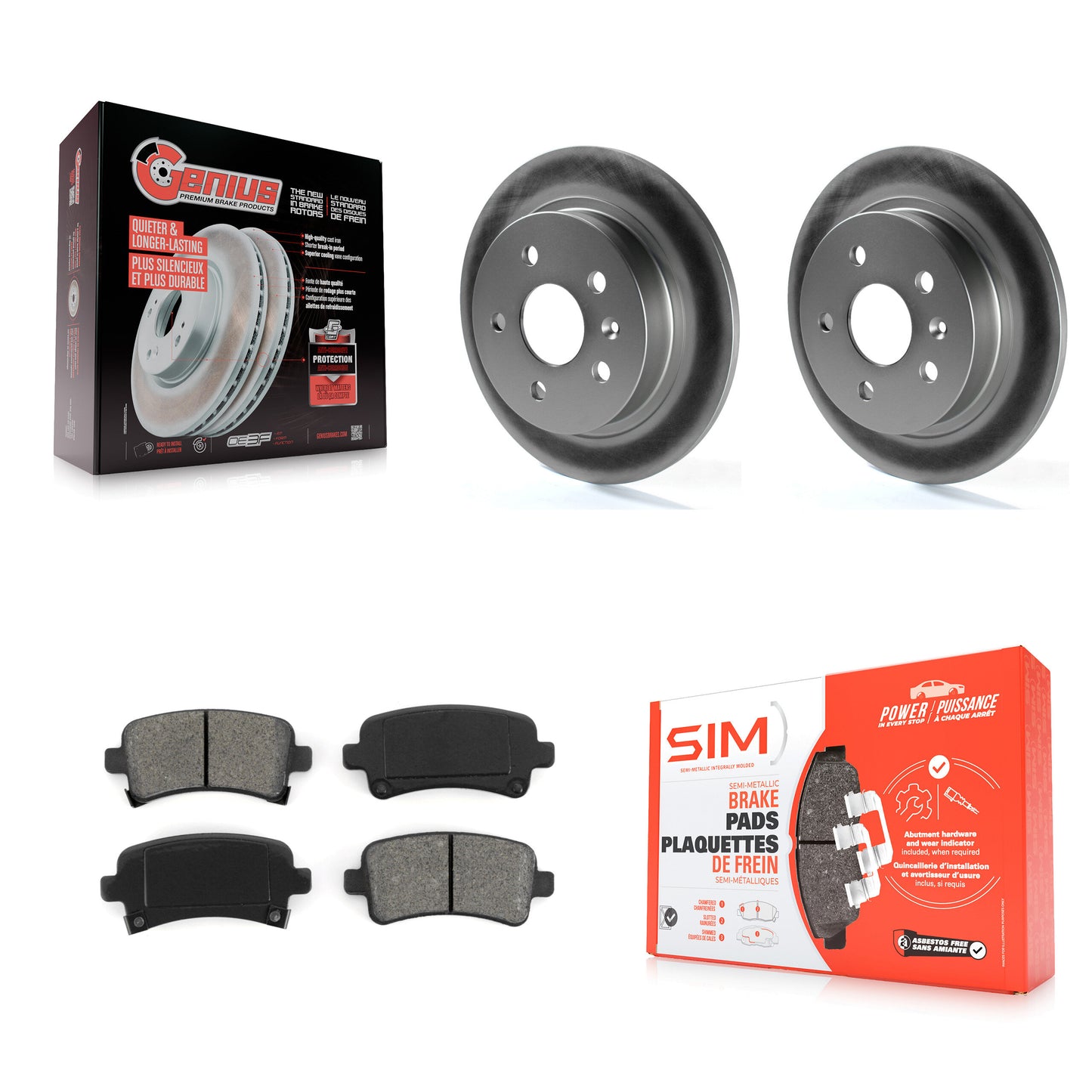 [Arrière] Kit de disque (revêtu) et plaquette (semi-métallique) de frein pour Chevrolet Malibu Buick LaCrosse Regal Limited KGS-101167