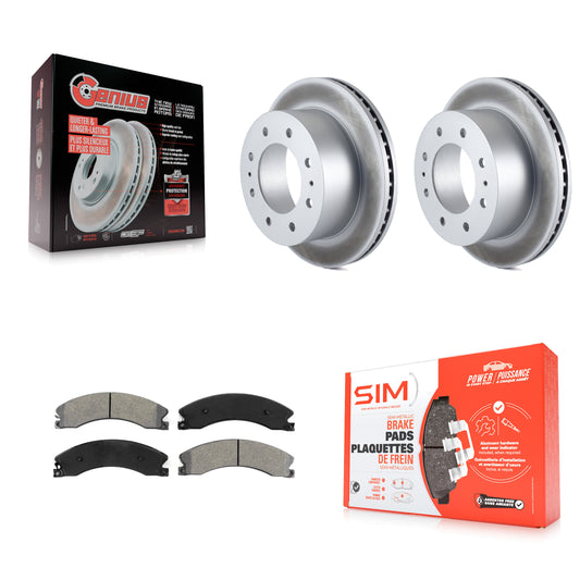 [Arrière] Kit de disque (revêtu) et plaquette (semi-métallique) de frein pour Chevrolet Silverado 2500 HD GMC Sierra 3500 Suburban KGS-101169
