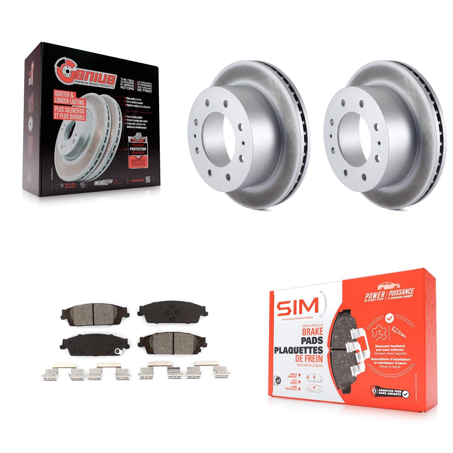 [Arrière] Kit de disque (revêtu) et plaquette (semi-métallique) de frein pour Chevrolet Suburban KGS-101170