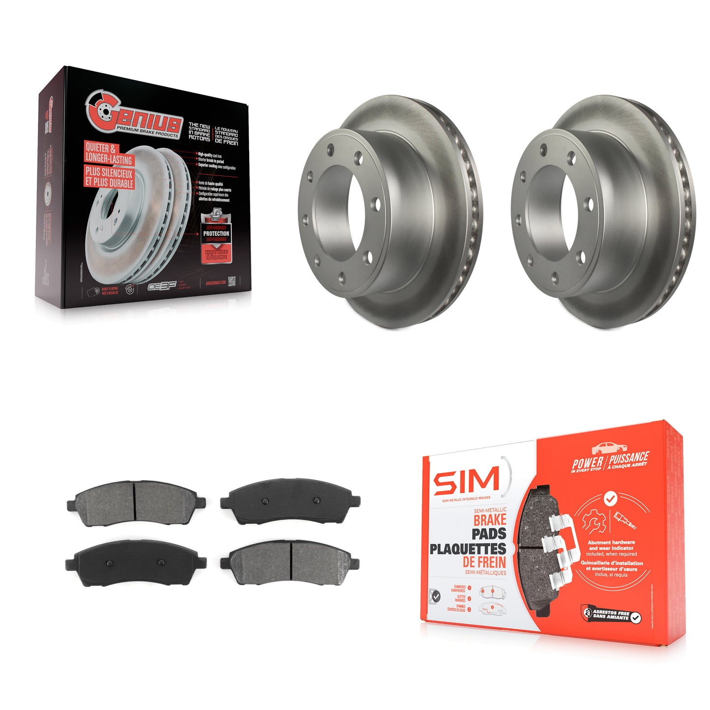 [Arrière] Kit de disque (revêtu) et plaquette (semi-métallique) de frein pour Ford F-250 Super Duty F-350 Excursion KGS-101182