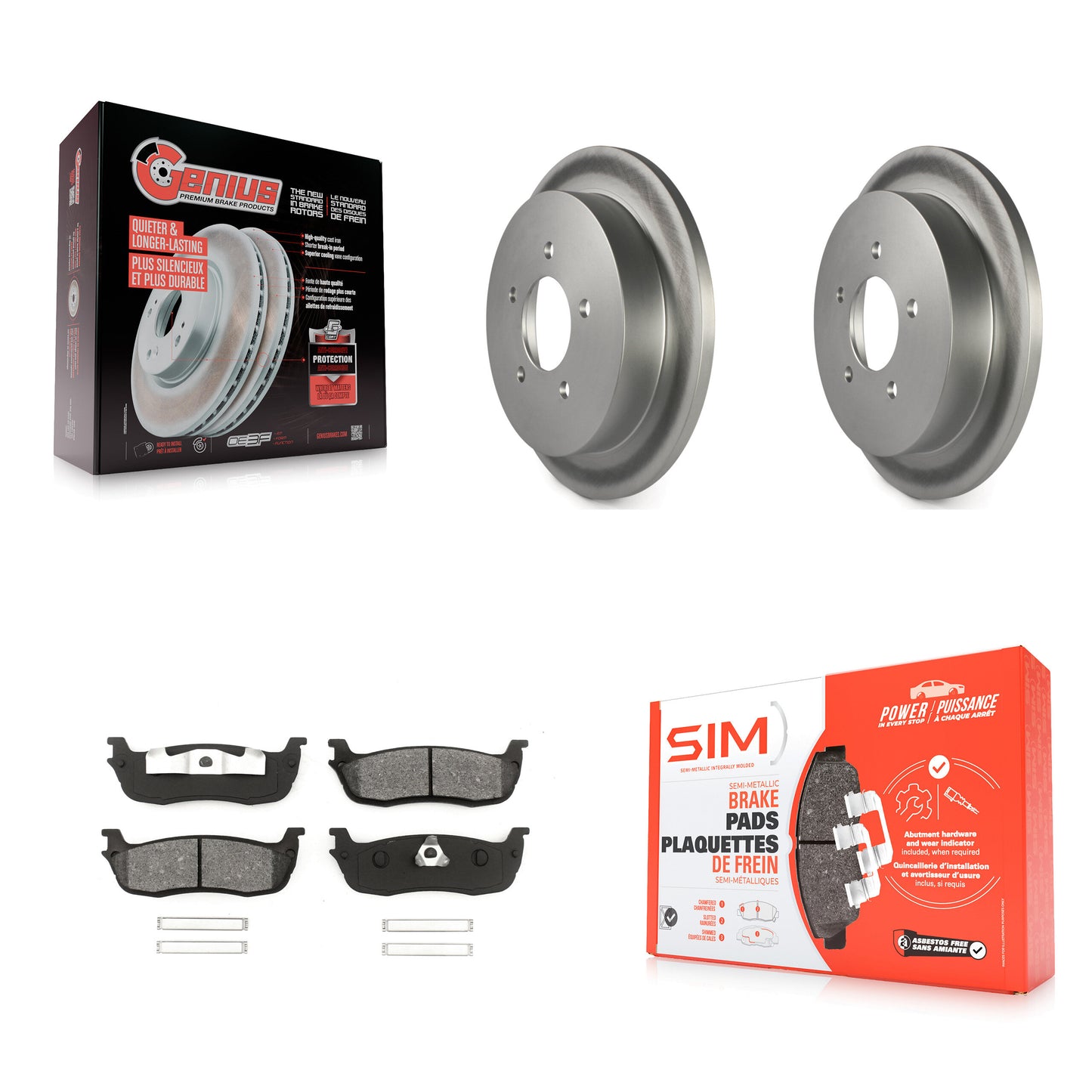 [Arrière] Kit de disque (revêtu) et plaquette (semi-métallique) de frein pour Ford F-150 Expedition Lincoln Navigator Heritage Blackwood KGS-101183